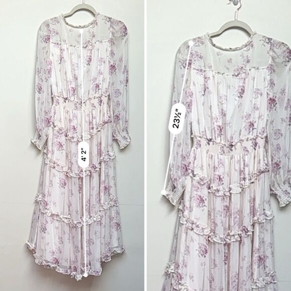 LoveShackFancy Kailo Silk Floral Tiered Maxi Dress - No Size Tag - Picture 12 of 13